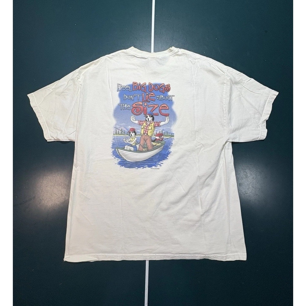 Vintage Big Dogs T Shirt Men's XL Funny Fishing "Big dogs Don't Lie About Size"